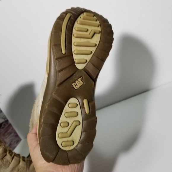 Caterpillar Beige Suede Polartec Lined Mid Calf Lace Up Winter Boots - Picture 9 of 10